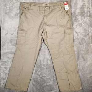Wrangler Authentics Mens Khaki Cargo Pants 48X30 Straight Work Casual 10ZM6LGBH